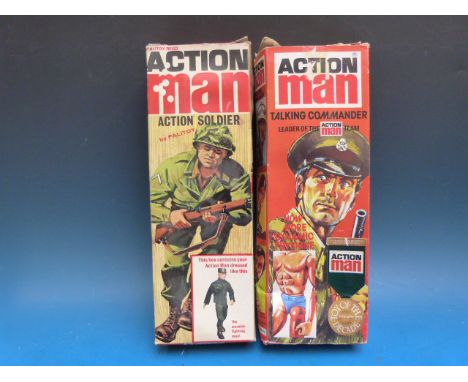 Two Action Man figures, Action Soldier and Talking Commander (both in original boxes)