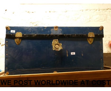 A large metal storage trunk. length 91cm