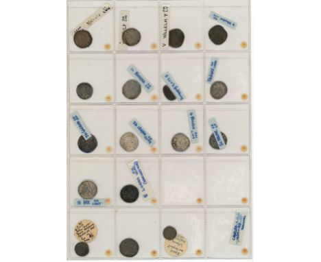 Hammered silver coins on album page (16½)
