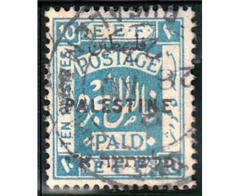 1922 wmk Mult Script CA, perf 15 x 14, 10p light blue with "E.F.F." for "E.E.F." in bottom panel var. F/U, fine. SG 88a Cat £