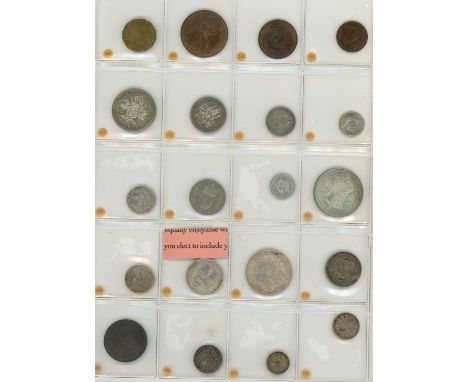 GB, German East Africa, etc. mostly silver coins on album page (20)