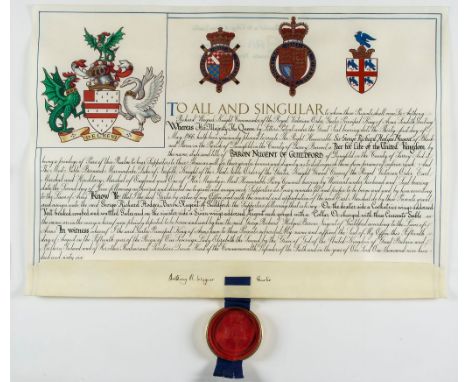 .- Wagner Grant of arms to Baron Nugent of Guildford, Ds ( Queen of the United Kingdom of Great Britain and Northern Ireland,