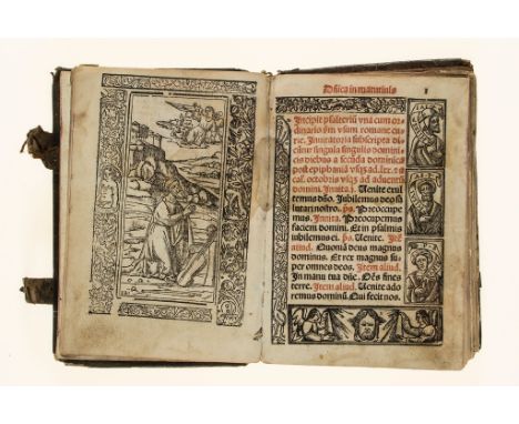 Psalter.- - Psalmista iuxta consuetudines Sa[n]cte Romanae Ecclesiae, printed in red and black, title and a1r within woodcut 