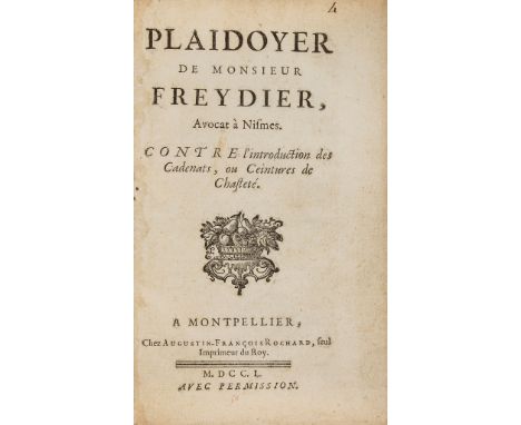 Plaidoyer…contre l'introduction des Cadenats, ou Seintures de Chasteté ( M .) Plaidoyer contre l'introduction des Cadenats, o