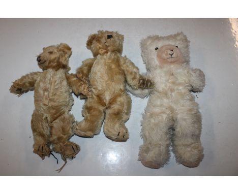 Three vintage well loved Teddy bears 