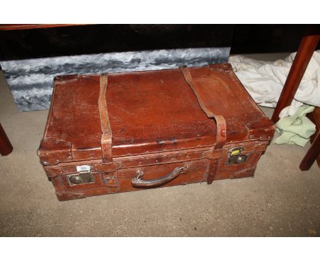 A vintage leather suitcase 