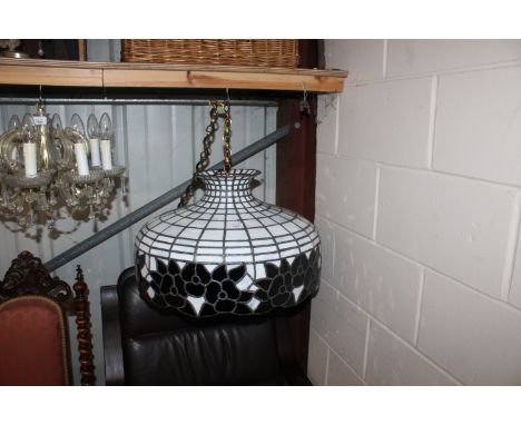 A large Tiffany style ceiling light