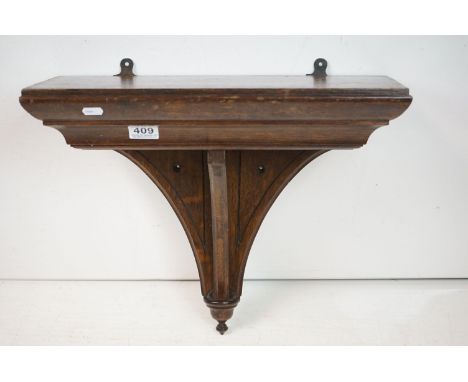 Late 19th century / Early 20th century Oak Bracket Clock Shelf in the Adams manner, 49cm wide x 23cm deep x 46cm high 