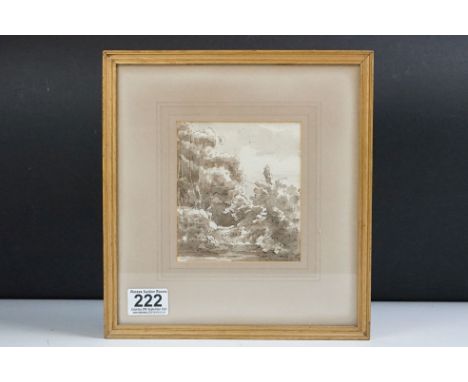 Thomas Barker of Bath (1769 - 1847), Pant-y-Goitre on the Usk, woodland scene, pen, ink and wash, Thomas Agnew &amp; Sons, Lo
