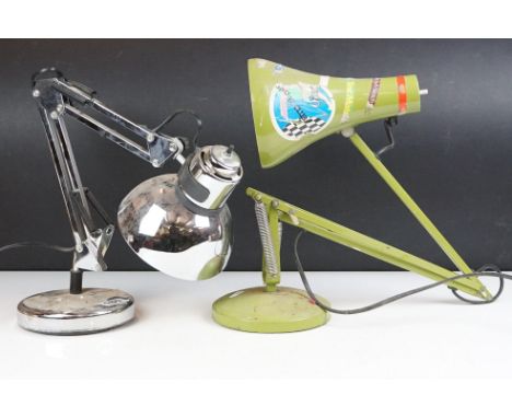 Herbert Terry &amp; Sons Ltd mid 20th C green enamel anglepoise desk lamp, model 90; together with a further anglepoise lamp 