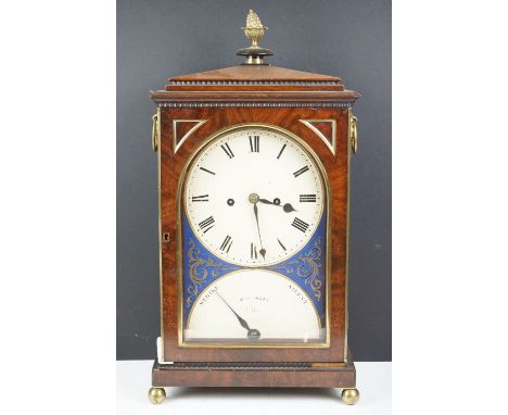 19th Century Regency striking bracket clock signed James Agar Malton. The clock having a mahogany case with painted dial of r
