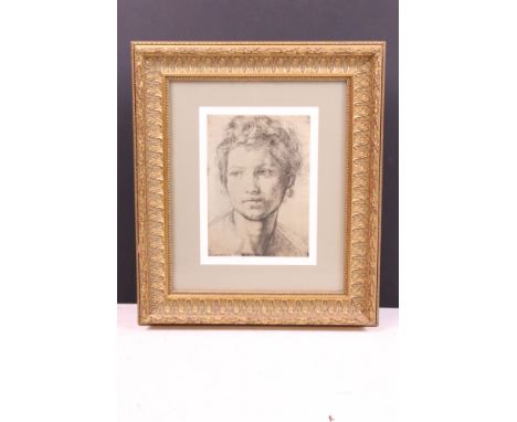 After Andrea Del Sarto, Head of Saint John the Baptist, print, 24 x 17cm, gilt framed 