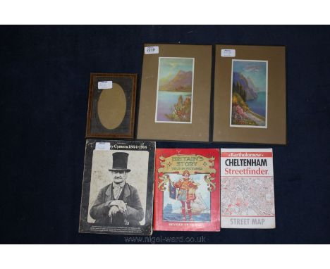 A Pair of Mounted Deco Prints of Italian Riviera Scenes, a Frame T/W a Book 'A Country Camera' with Pre- WW1 Pictures inc Her
