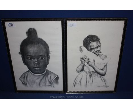 Two J. MacDonald Henry Prints, one of girl with a chicken and the other, child portrait.