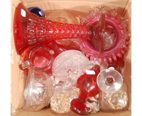Miscellaneous cranberry, ruby and other glassware.