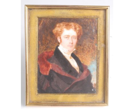 An early 19th century portrait miniature of a gentleman, 9 x 7cm.     Condition report:  Small paint loss bottom right side. 