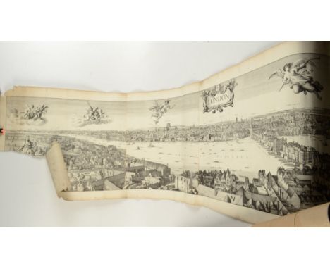 Wenceslaus Hollar (1607 - 1677), lithograph 'A Long View Of London From Bankside 1647', a panoramic vista, 1832 print by Robe