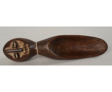An African, Congo, Lega tribe, figure carved spoon, length 21cm.
