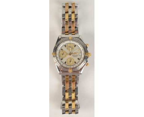 A Breitling gentleman's 18ct gold and stainless steel Chronomat wristwatch with rare, mother of pearl dial B13352, boxed with
