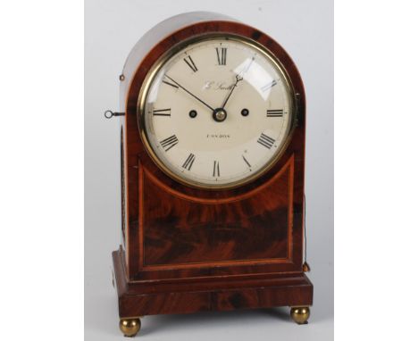 A Regency mahogany bracket clock, the dial signed C. Smith, London', with a double fusee movement, the cases with satinwood i