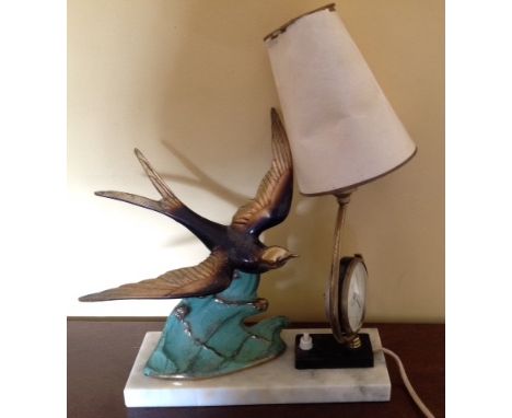 A 1950's French Art Deco style clock/lamp