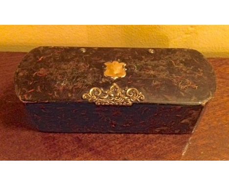 A 19th c gold mounted papier mache snuff box