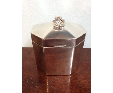 Birmingham silver octagonal tea caddy 1915