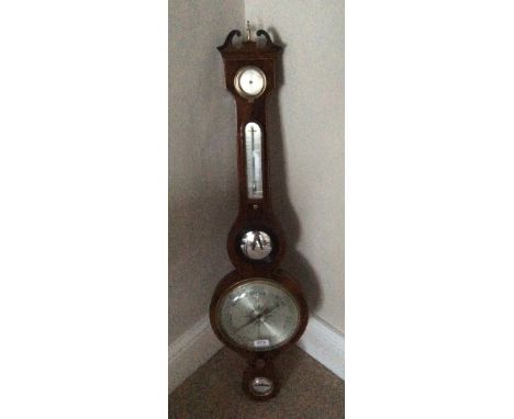 Good quality 19th c five dial mercurial barometer in mahogany case by Maspoli oh Hull