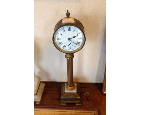 A 19th c pillar mantle clock with alarm