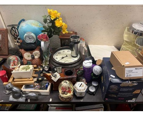 Large Mixed Lot: Wall clock, modern globe, various house clearance sundries etc
