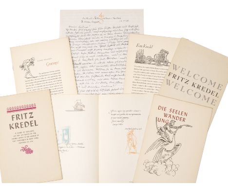 KREDEL (FRITZ) German Artist 1900 - 1973'The Typophiles Welcome Fritz Kredel' - A series of 7 printed keepsakes, New York, 19