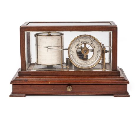 An early 20th century mahogany barograph by Pastorelli &amp; Rapkin ltd Hatton Garden London 35cm wide 22cm deep 21cm high