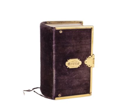 THE HOLY BIBLE containing the Old & New Testaments, miniature, finely bound in purple velvet with gilt brass haspand gilt edg