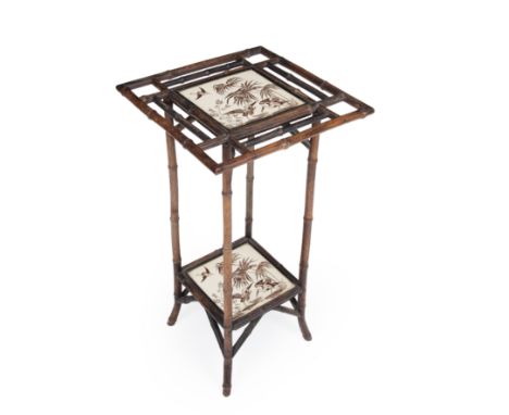 A back tile inset bamboo plant stand 38cm square x 72cm highPossible losses to corner decoration