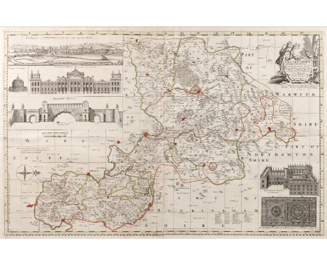 An 18th century map of Oxfordshire by Philip Overton on two joined sheets, 59cm x 90cmIn good condition with some minor undul