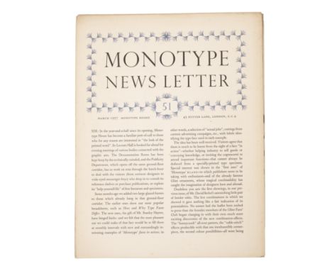 PRINTING JOURNALS - Monotype News Letter x5 issues plus associated (quantity)