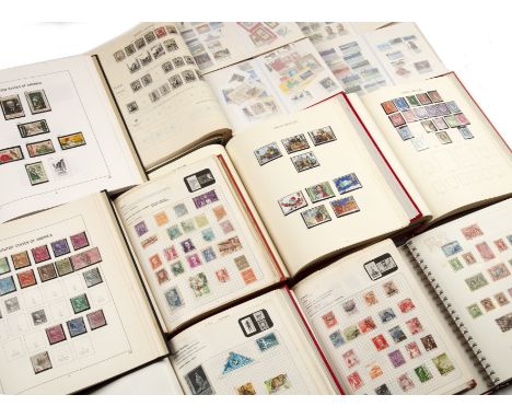A collection of antique and later English and world stamps to include various incomplete albums a penny black and penny reds.