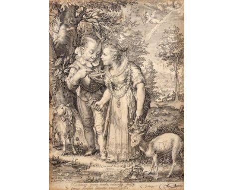 Jan Pietersz Saenredam (1565 - 1607) Spring, engraving 21cm x 15cm Provenance: From an east Oxfordshire country house
