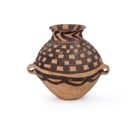 A Neolithic Chinese pottery jar, possible c.2300 b.c. (untested), 28cm wide x 23cm highGood condition, with some minor surfac