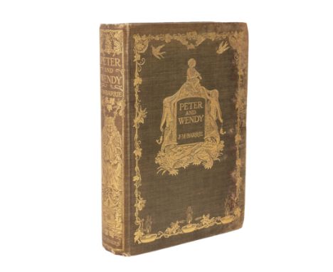 BARRIE (J.M.) Peter and Wendy 1st (?) American Ed. Charles Scribner New York 1911 gift green bds (1 vase) with glued in print