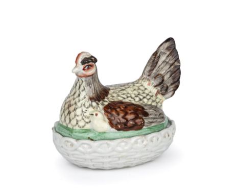 A 19th century Staffordshire hen on the nest figure circa 1840-60 17cm wide 13cm high
