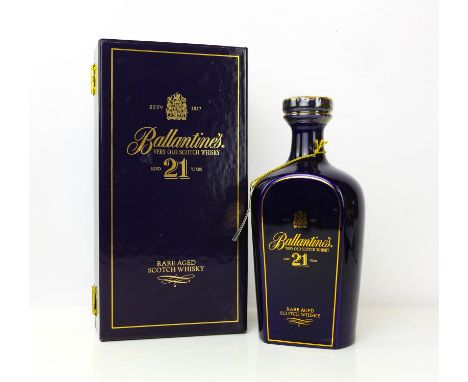 Ballantines Very Old Rare 21 Year Old Scotch Whisky in Blue Ceramic Decanter Carton