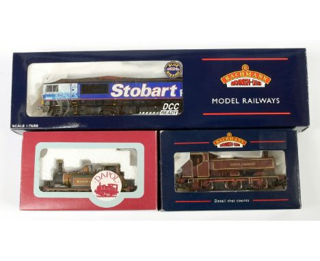 OO Gauge Steam and Diesel Locos comprising Bachmann 32-977 Co-Co DRS/Stobart Rail blue livery Class 66 Diesel No.66411 "Eddie