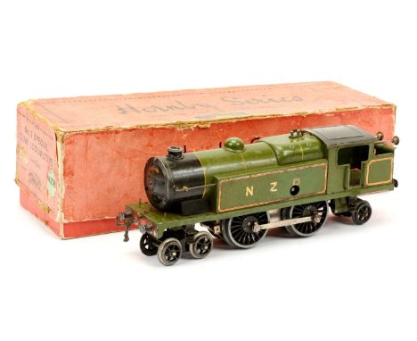 Hornby O Gauge export No.2 Special 4-4-2 Tank Loco NZR (New Zealand Railway) green, clockwork. Loco in light green with gold 