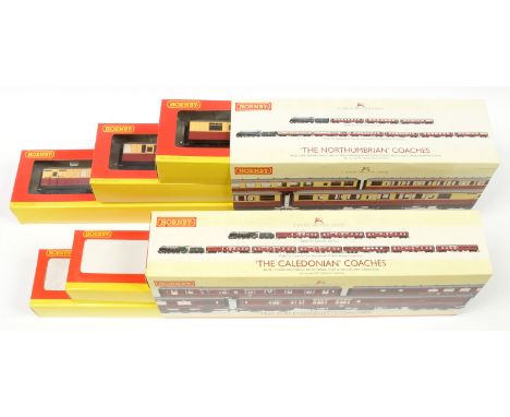 Hornby (China) Coach packs comprising R4228 "The Northumbrian" containing 3 x crimson and cream BR Gresley style Passenger Co
