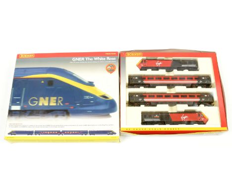 Hornby (China) Train packs comprising R2197 "GNER" The White Rose pack containing 4-car Class 373 GNER blue livery Overhead E