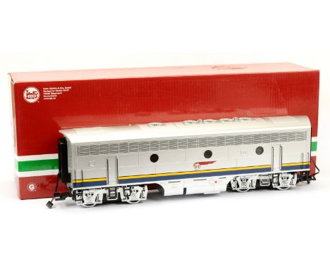 LGB G Gauge Catalogue Ref 20586 F7 B-Unit Santa Fe blue and silver, this is a non-powered model of the F7 B-Unit and equipped