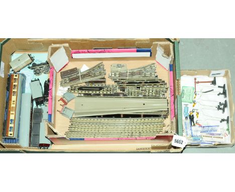 OO gauge Hornby three rail track, rolling stock and accessories  to include small quantity of track made up of straights, hal