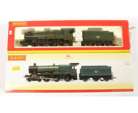 Hornby (China) OO Gauge pair of Steam Outline Locomotives consisting of R3205 4-6-0 Loco and Tender BR lined green Hall Class