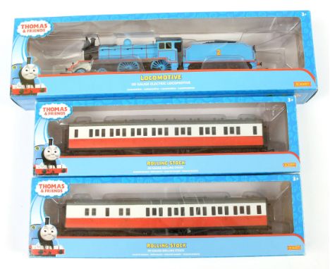 Hornby (China) Thomas &amp; Friends Loco and Rolling Stock comprising R2989 4-4-0 Edward the Blue Engine, 2 x red and white J